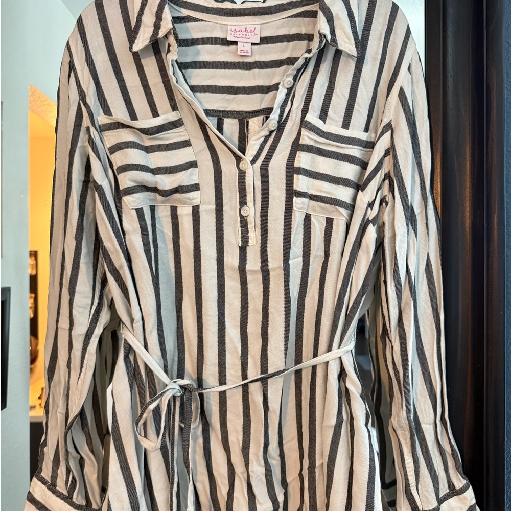 Isabel Magenta Black & White Stripe shirt